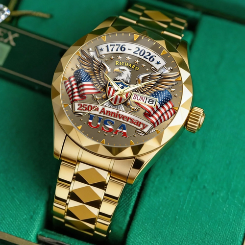 Personalized 250th Anniversary Eagle Men's Wrist Watch Gift for Patriots Men's Wrist Watch GradoCreations