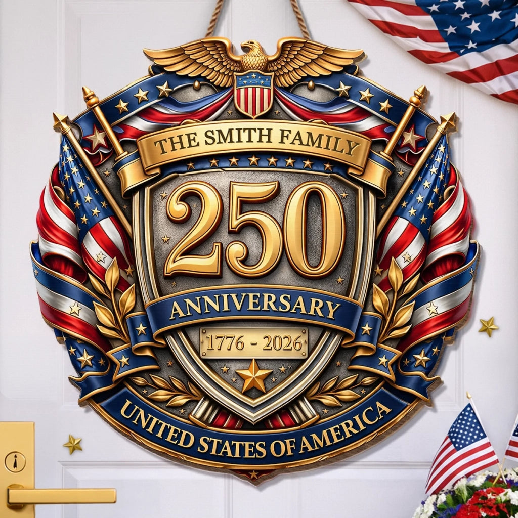 Personalized Wood Sign America's 250th Anniversary Gift for Family