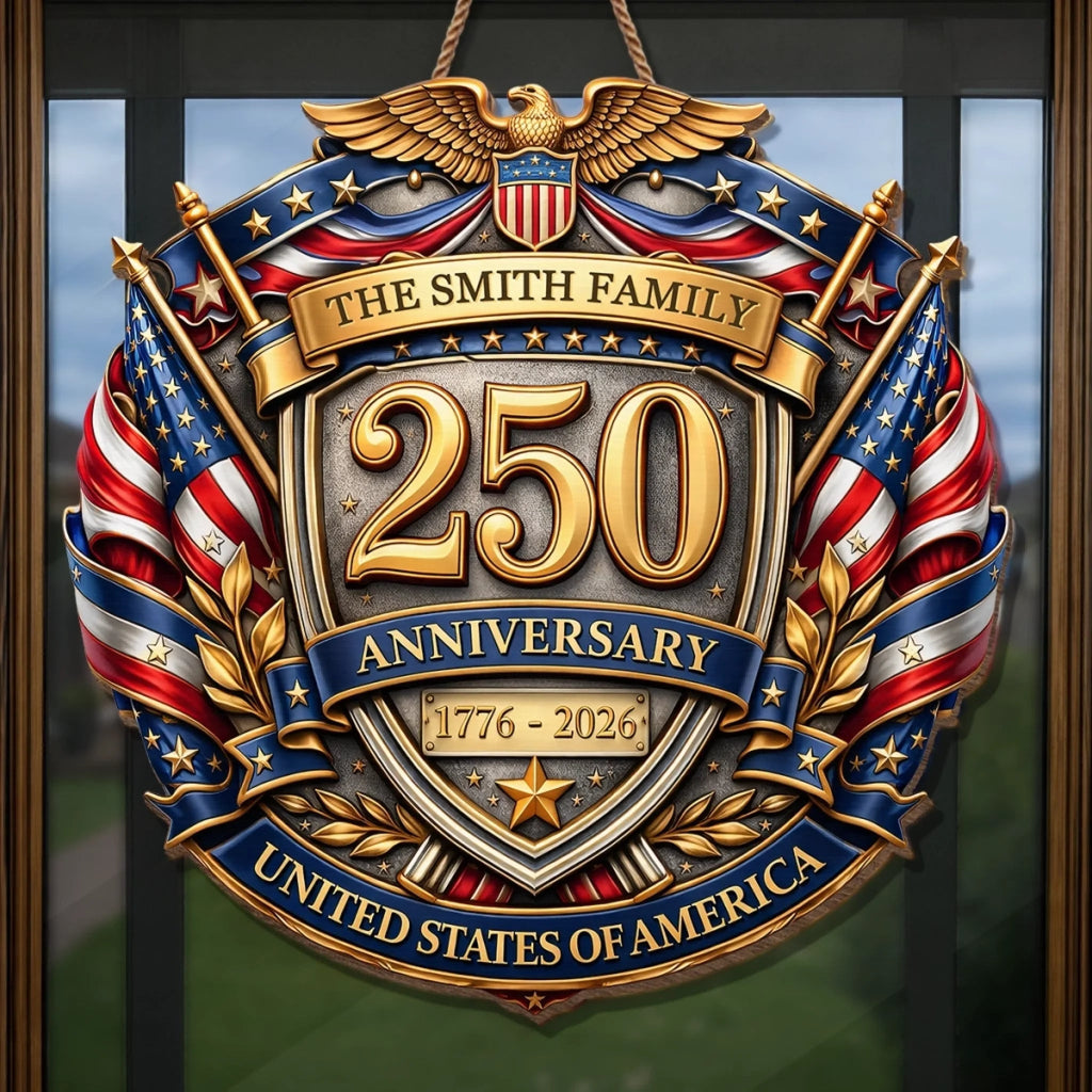 Personalized Wood Sign America's 250th Anniversary Gift for Family