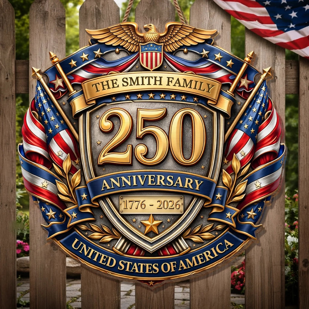 Personalized Wood Sign America's 250th Anniversary Gift for Family