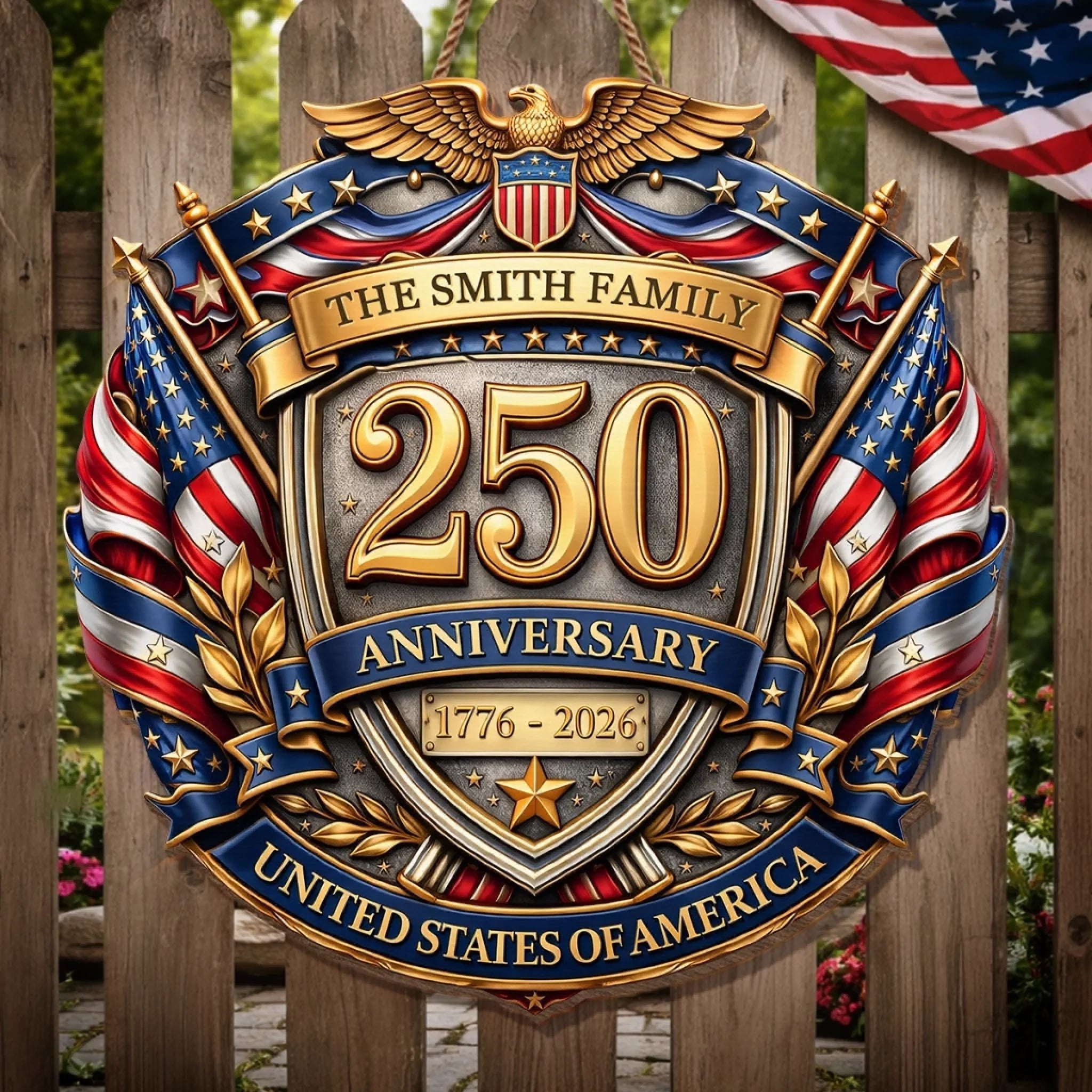 Personalized Wood Sign America's 250th Anniversary Gift for Family