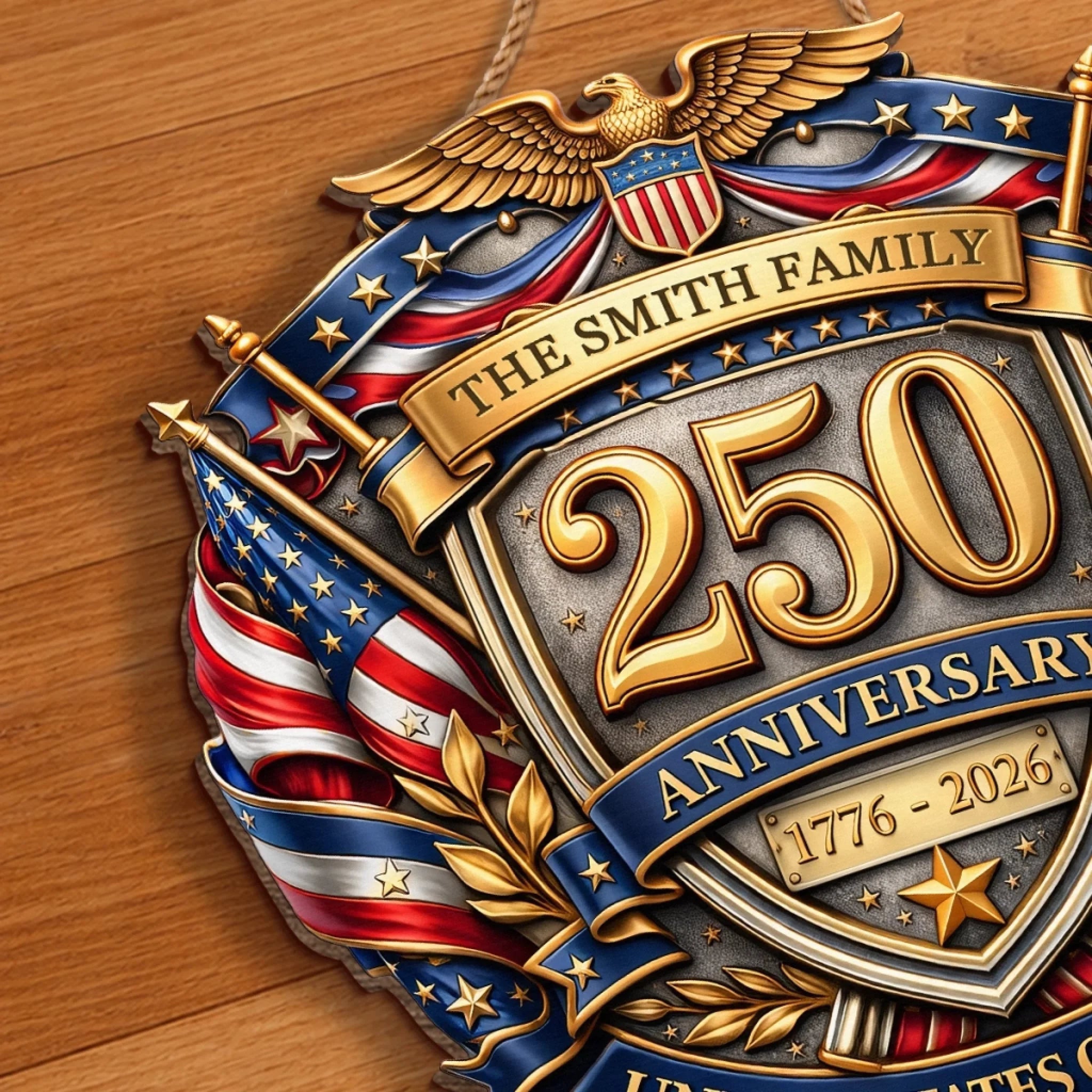 Personalized Wood Sign America's 250th Anniversary Gift for Family
