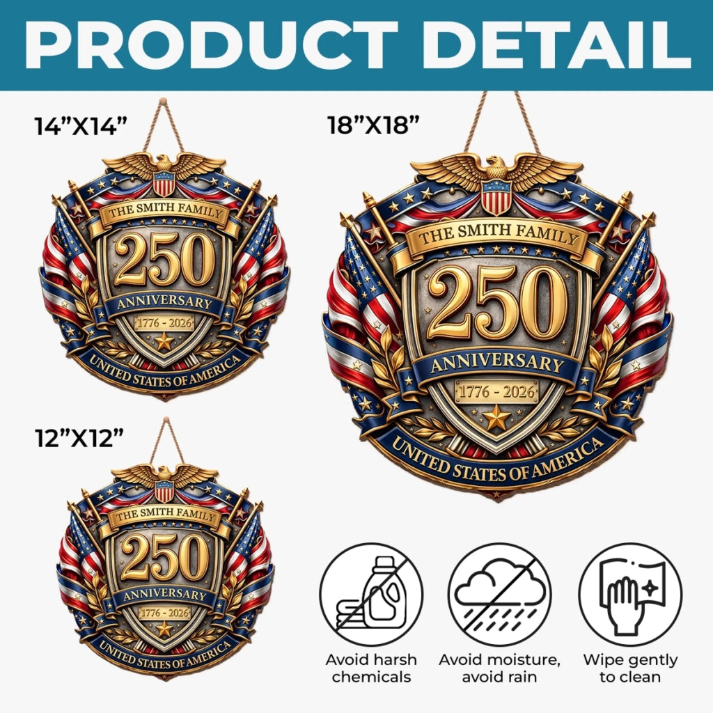 Personalized Wood Sign America's 250th Anniversary Gift for Family