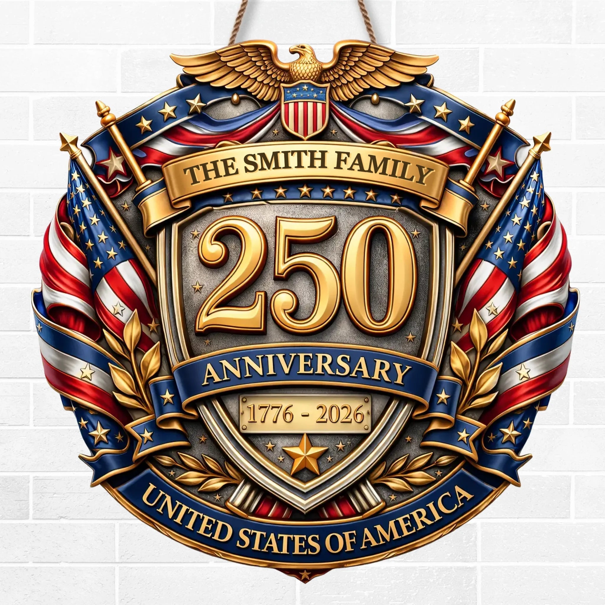 Personalized Wood Sign America's 250th Anniversary Gift for Family