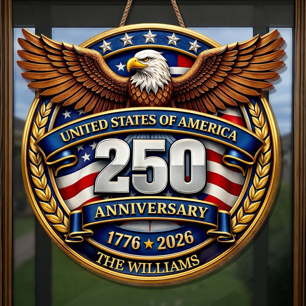 Personalized Wood Sign America 250th Anniversary Gift for Family