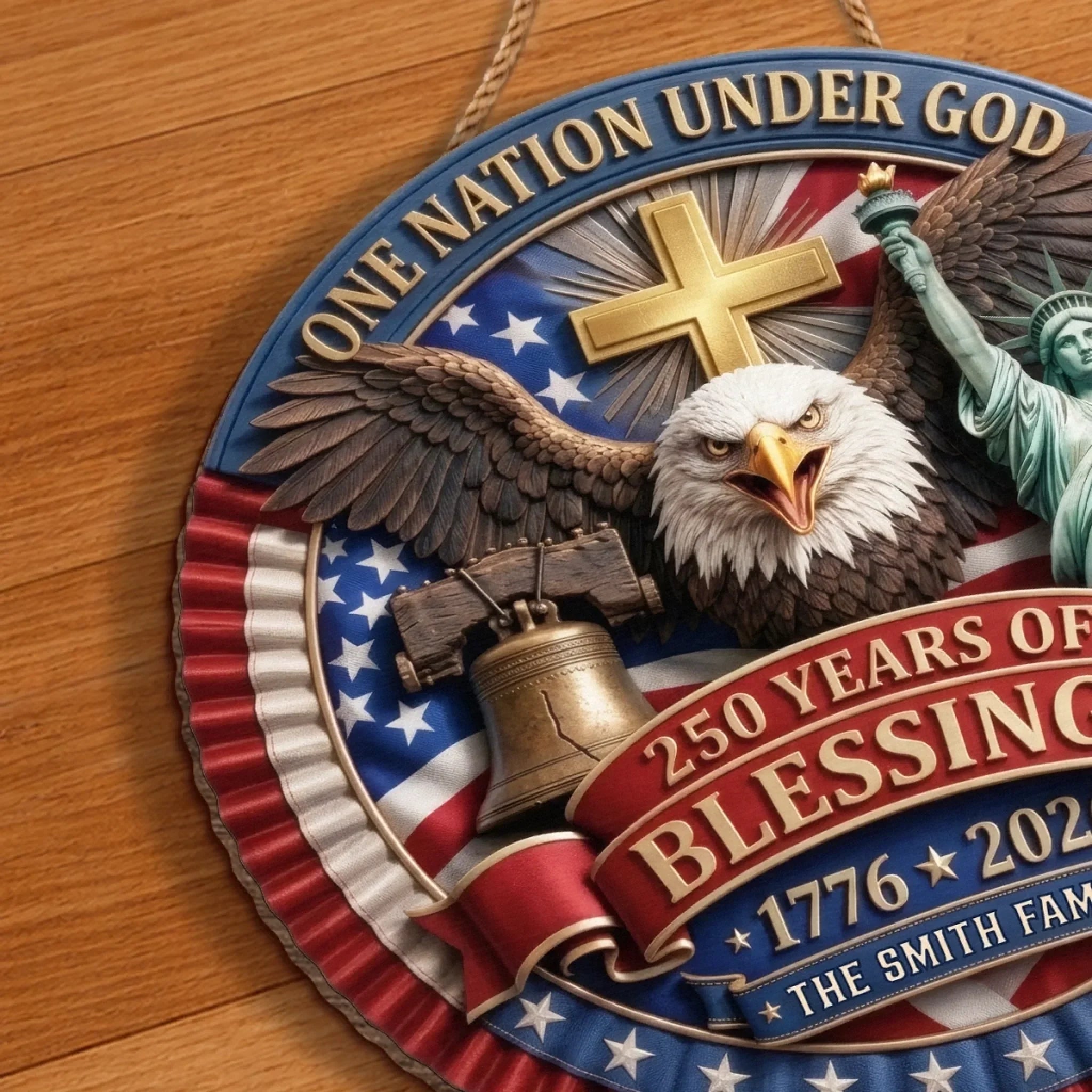 Personalized Wood Sign America 250th Anniversary Gift for Family
