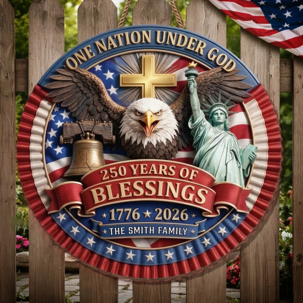 Personalized Wood Sign America 250th Anniversary Gift for Family