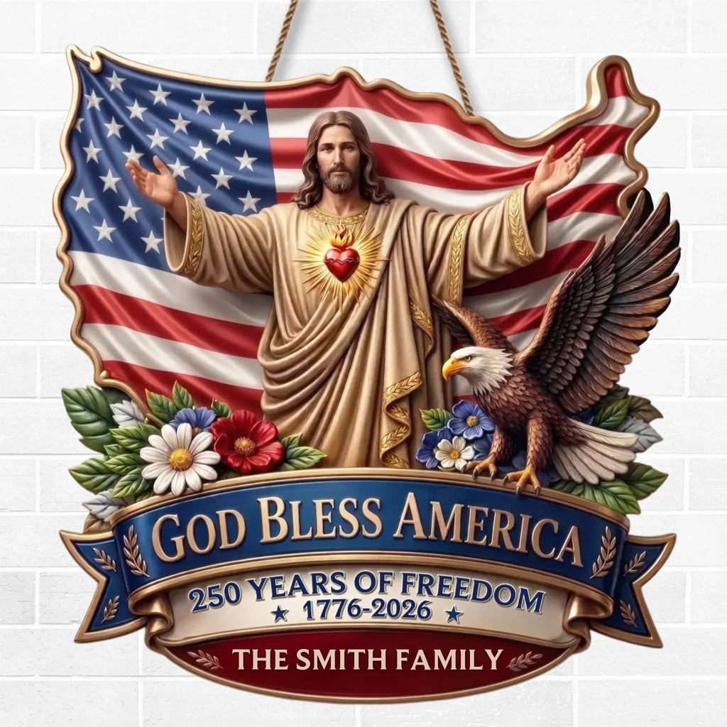 Personalized Wood Sign Custom Family Name America 250th Gift