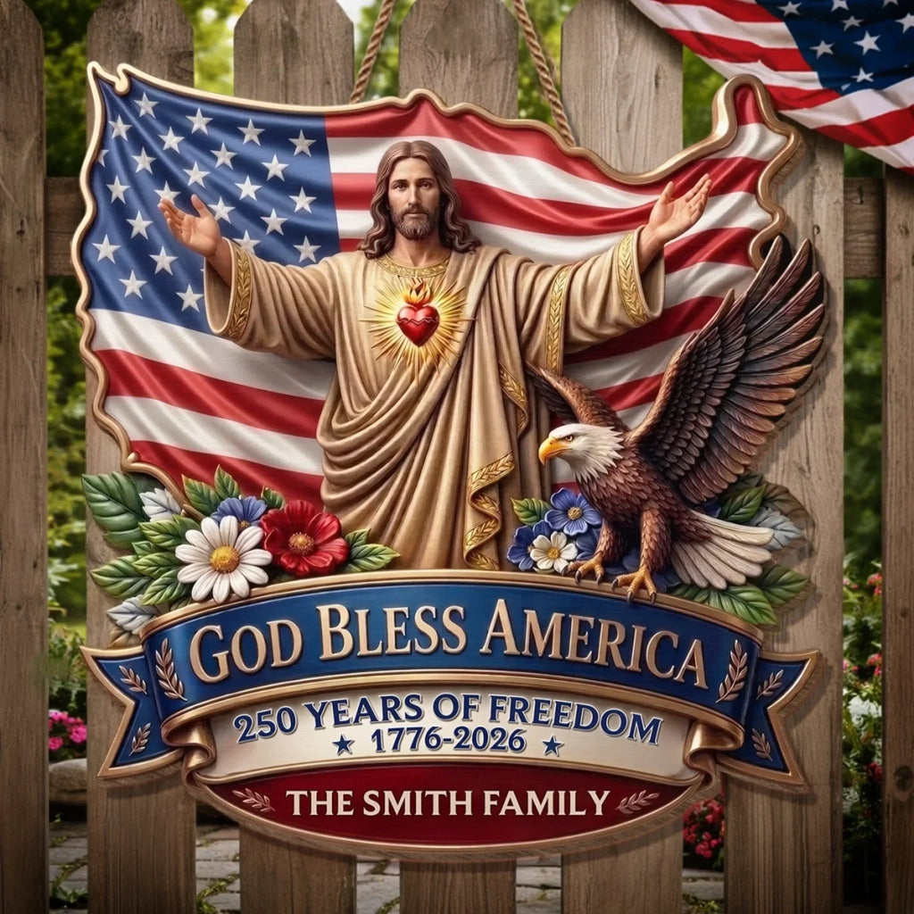 Personalized Wood Sign Custom Family Name America 250th Gift