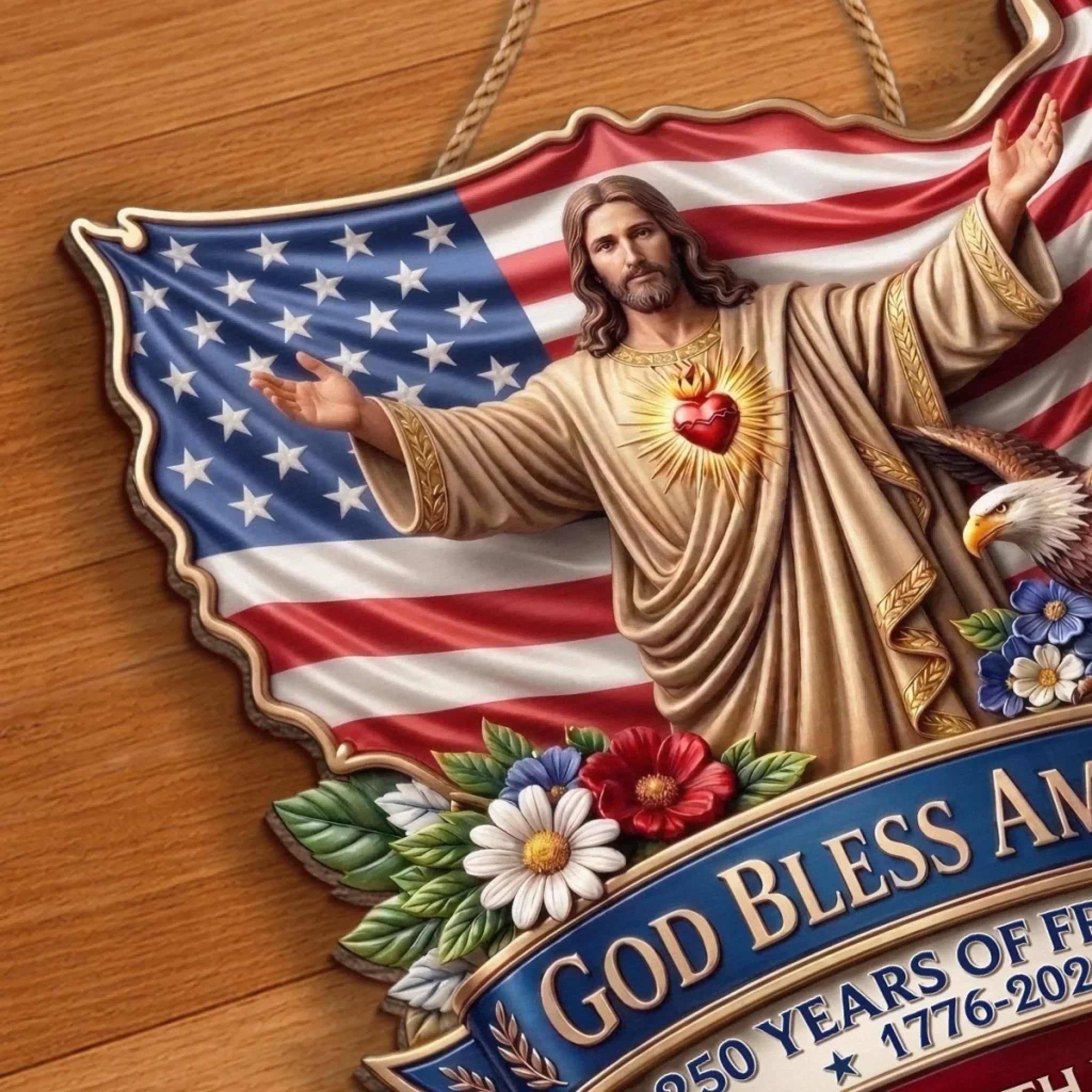 Personalized Wood Sign Custom Family Name America 250th Gift
