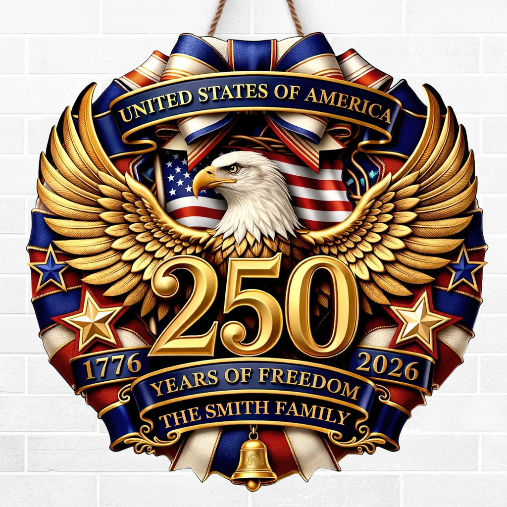 Personalized Wood Sign for America 250th Anniversary Gift for Family