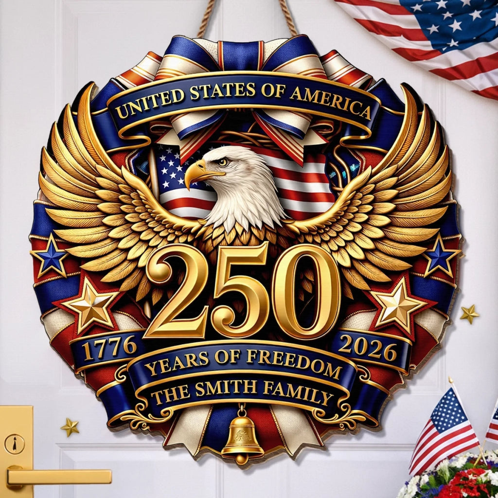 Personalized Wood Sign for America 250th Anniversary Gift for Family