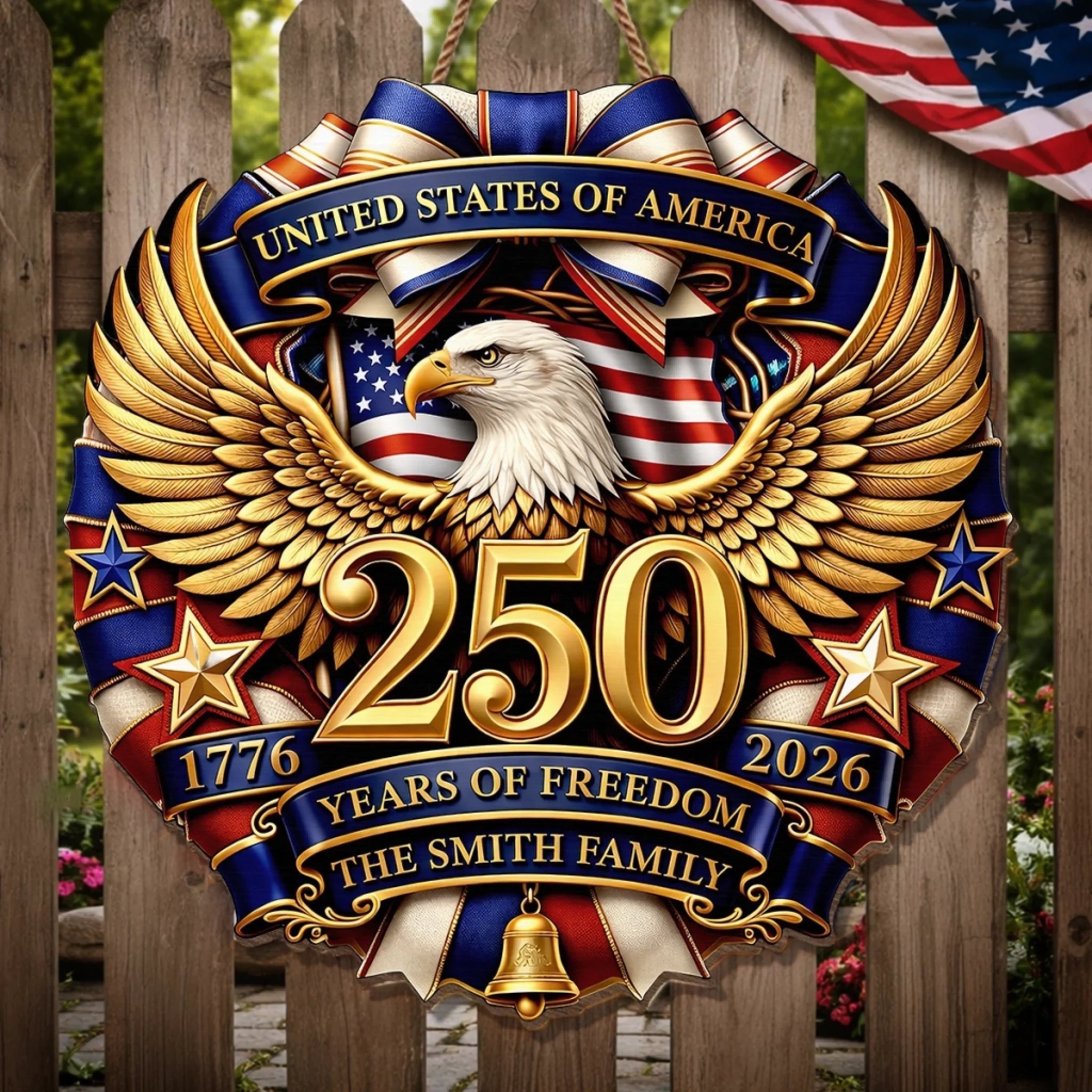 Personalized Wood Sign for America 250th Anniversary Gift for Family