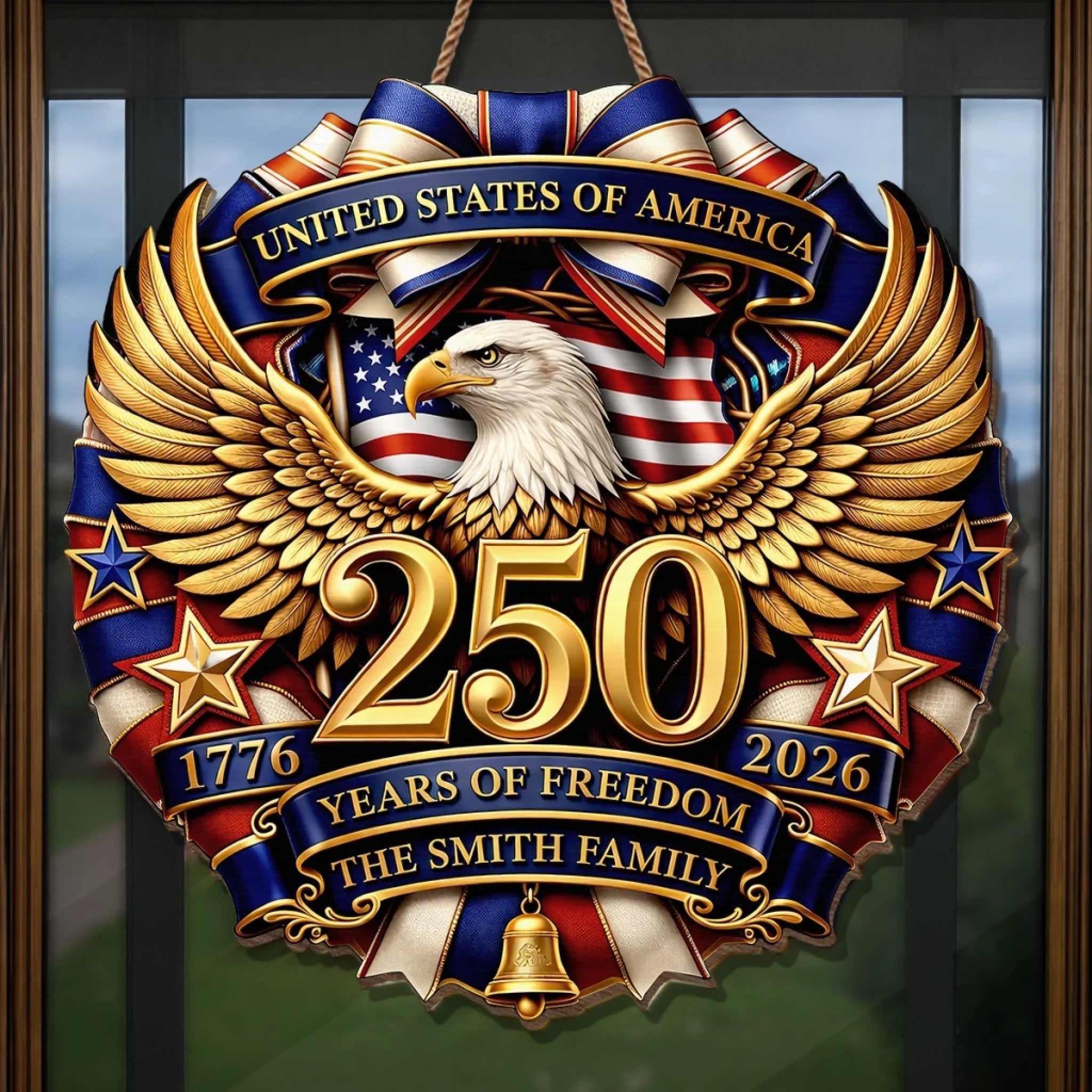 Personalized Wood Sign for America 250th Anniversary Gift for Family