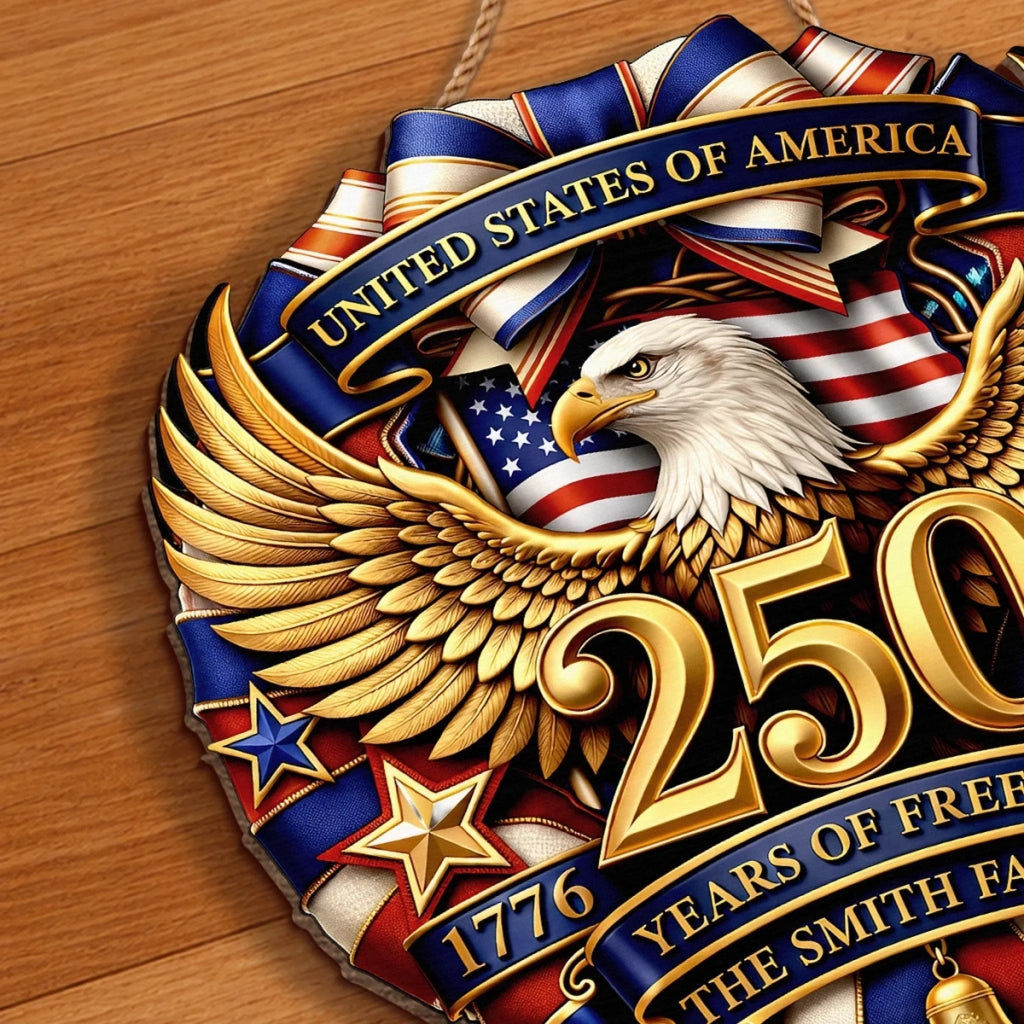 Personalized Wood Sign for America 250th Anniversary Gift for Family