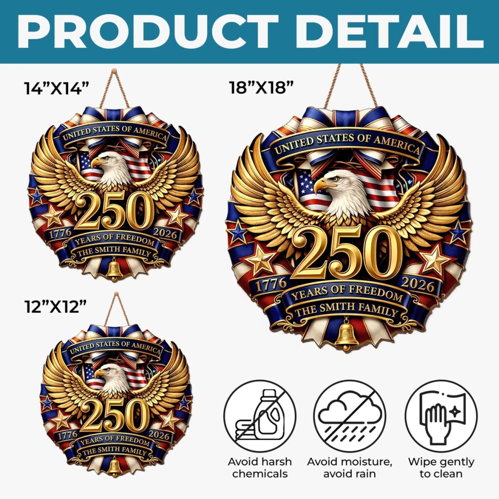 Personalized Wood Sign for America 250th Anniversary Gift for Family