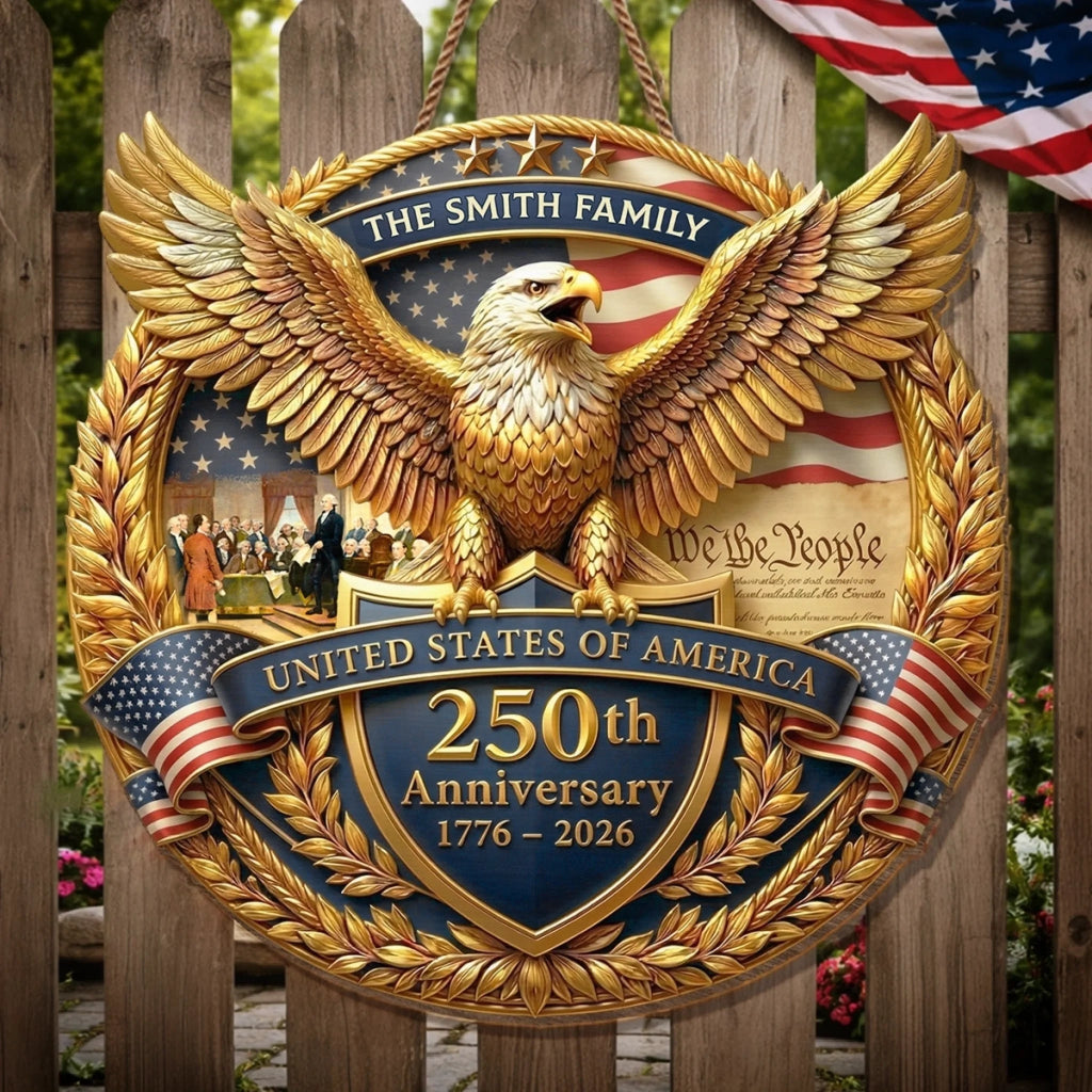 Personalized Wood Sign America 250th Anniversary Gift for Family