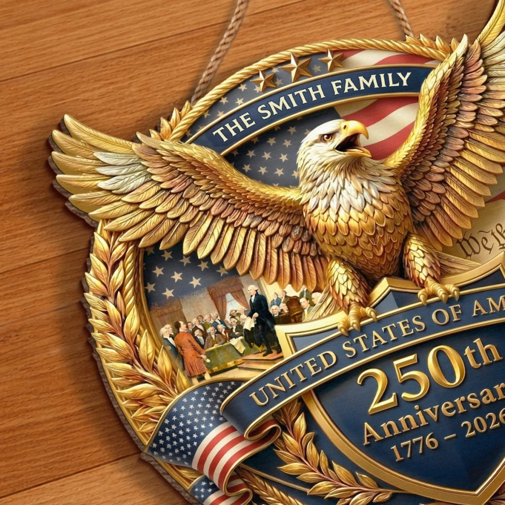 Personalized Wood Sign America 250th Anniversary Gift for Family