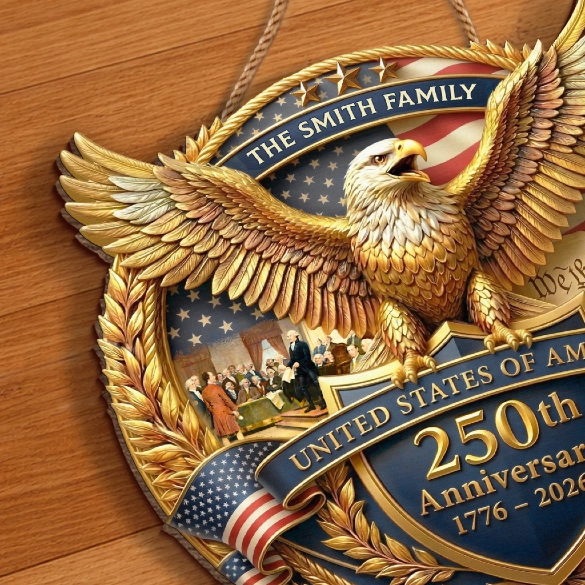 Personalized Wood Sign America 250th Anniversary Gift for Family