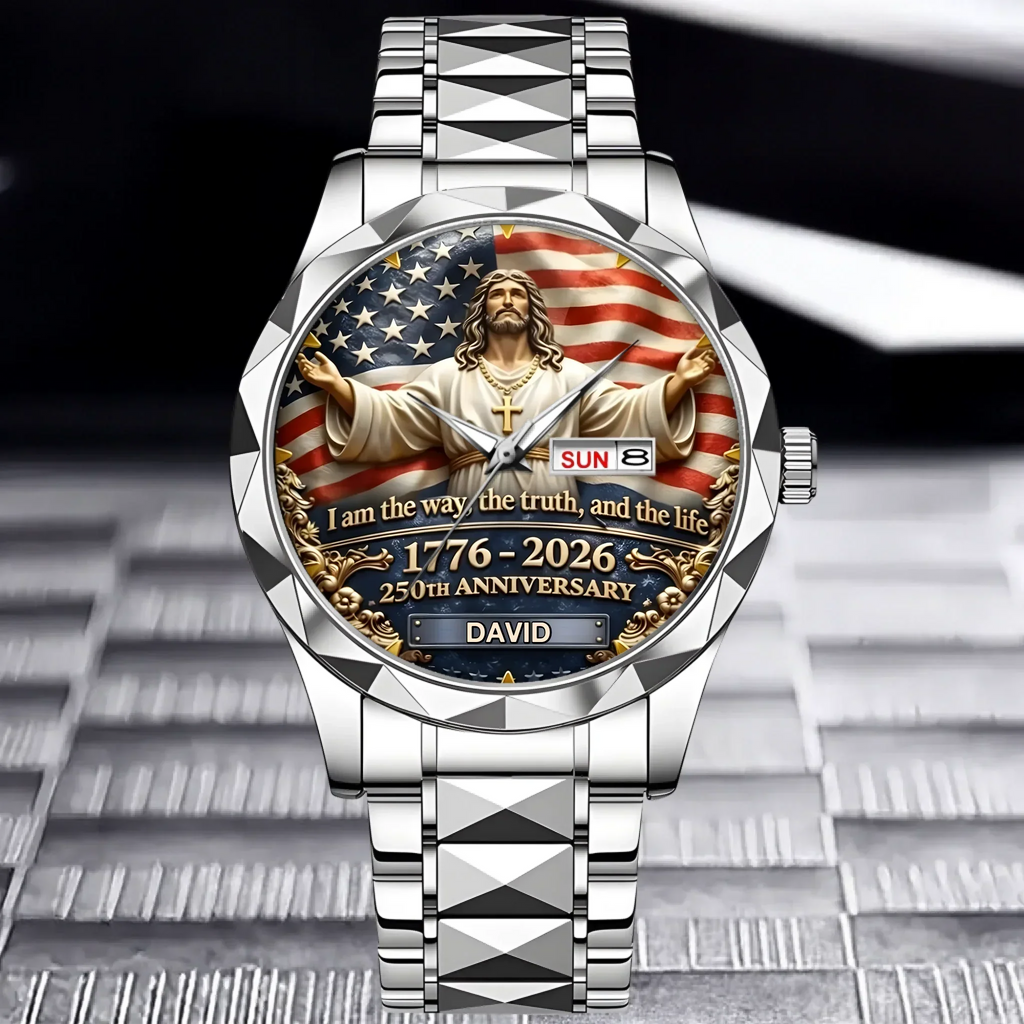 Personalized Men's Wrist Watch 250th Anniversary USA Gift for Him