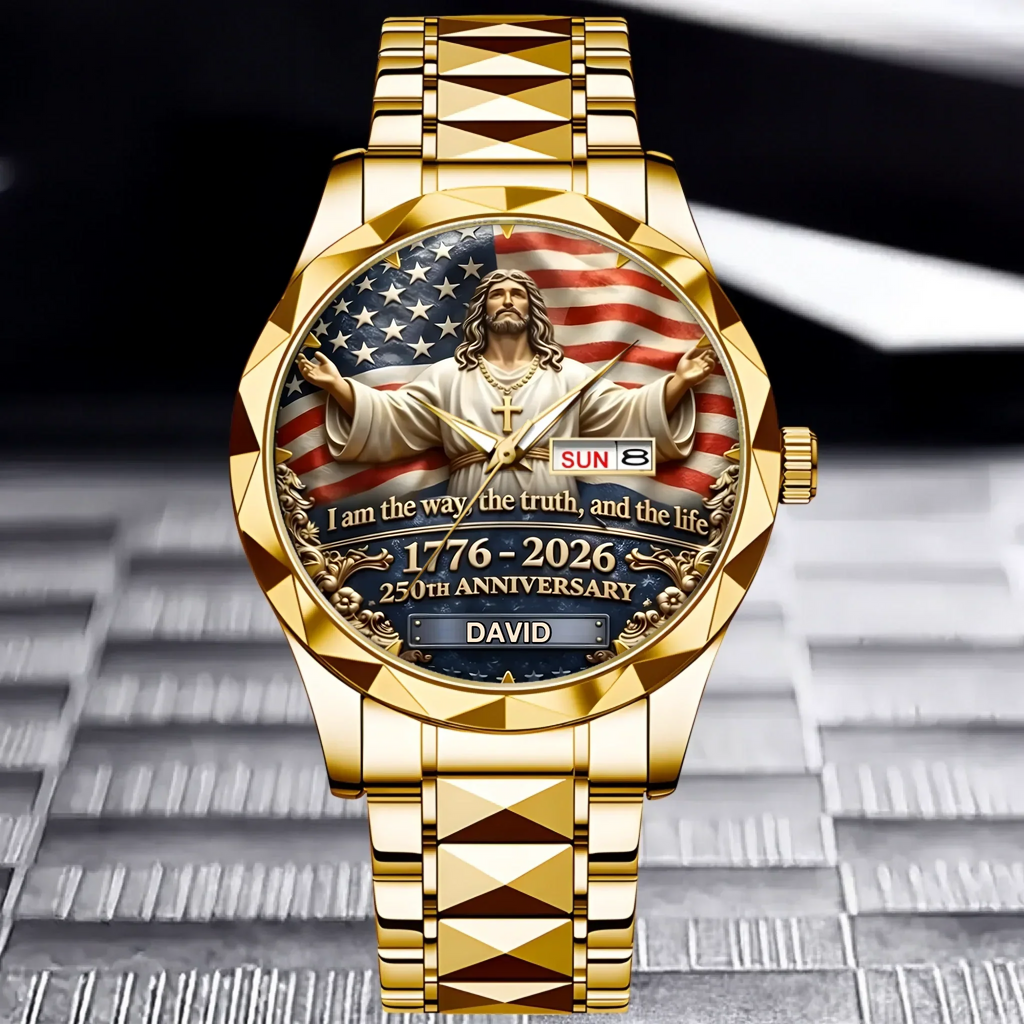Personalized Men's Wrist Watch 250th Anniversary USA Gift for Him