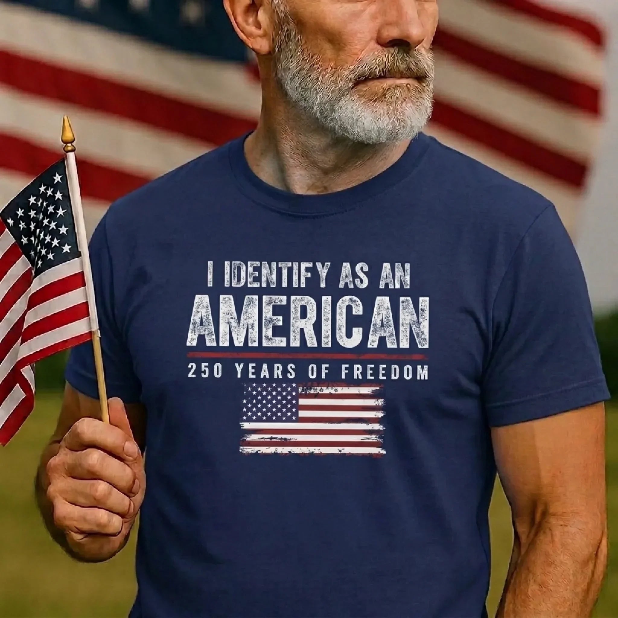 Patriotic Black Cotton Shirt I Identify As An American Gift for Independence Day