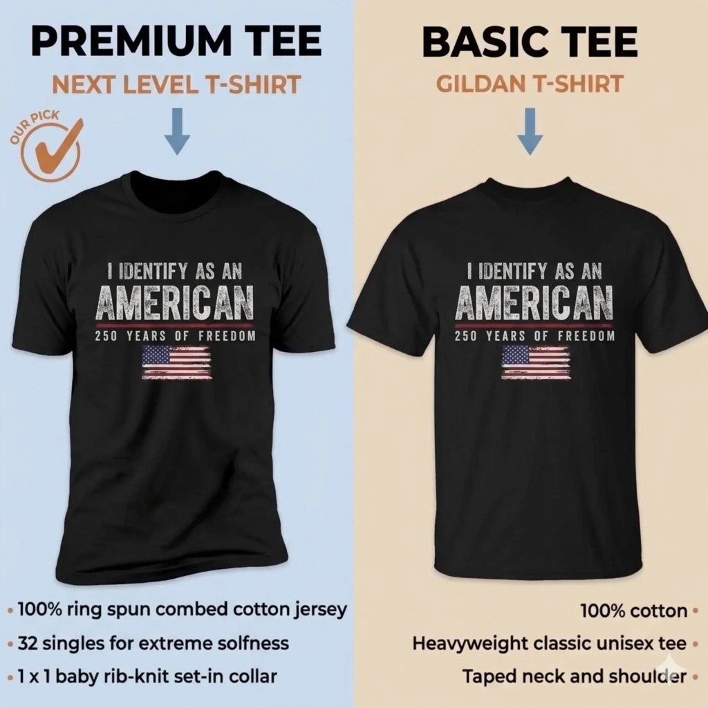 Patriotic Black Cotton Shirt I Identify As An American Gift for Independence Day