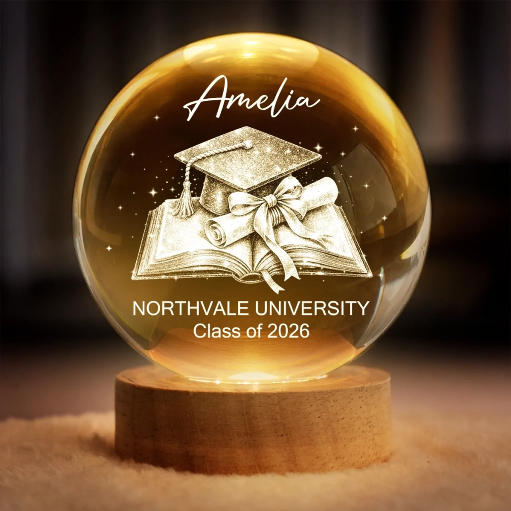 Personalized Crystal Globe Lamp Gift for Graduation 2026