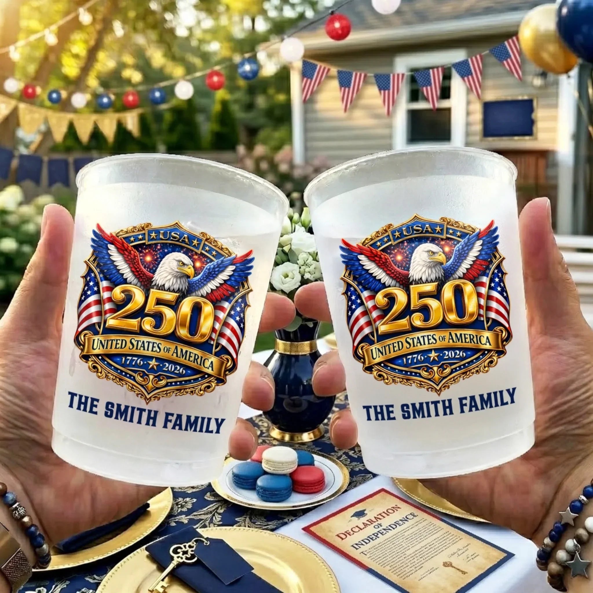 Personalized Frosted Cups for Family | Patriotic Gift Idea