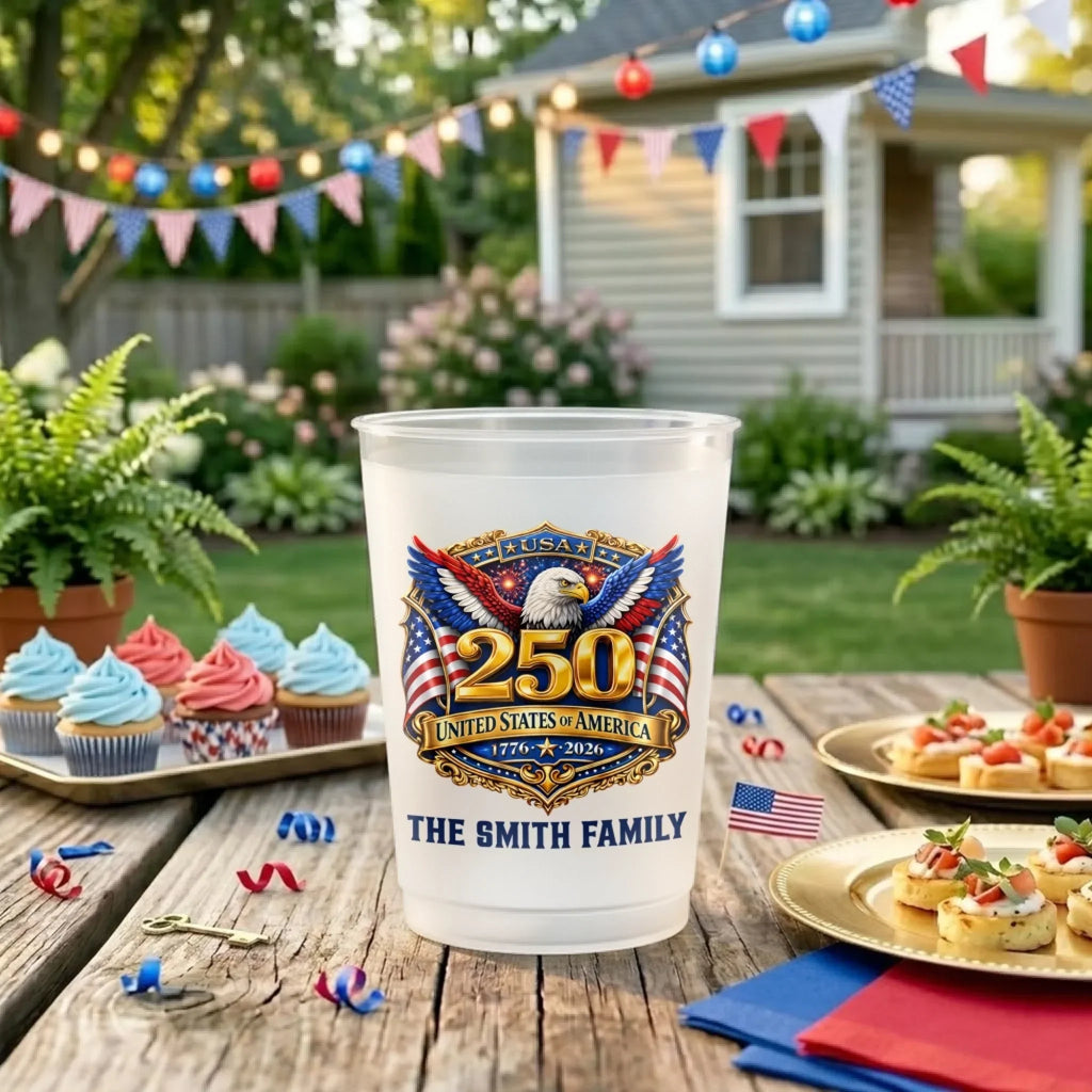 Personalized Frosted Cups for Family | Patriotic Gift Idea