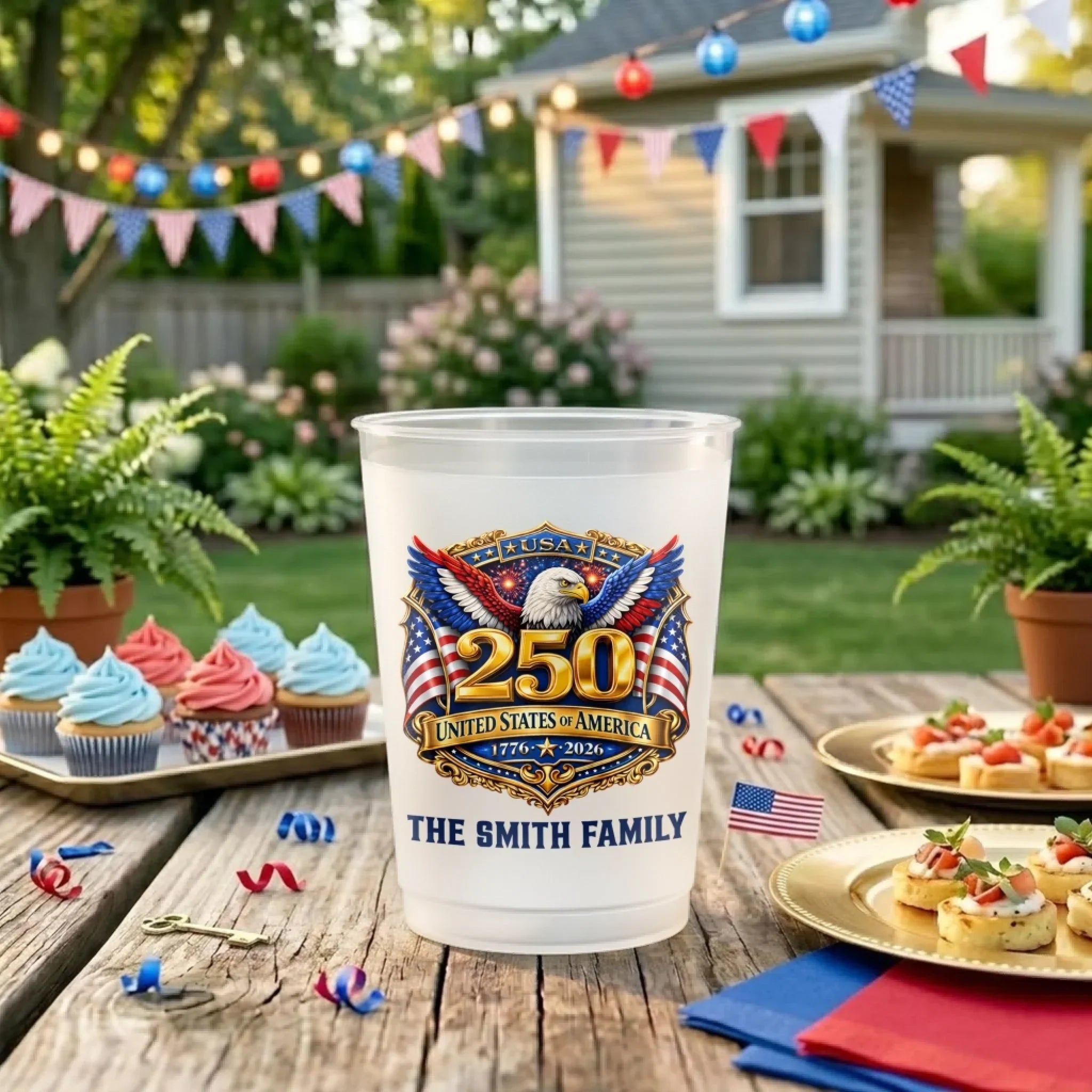 Personalized Frosted Cups for Family | Patriotic Gift Idea