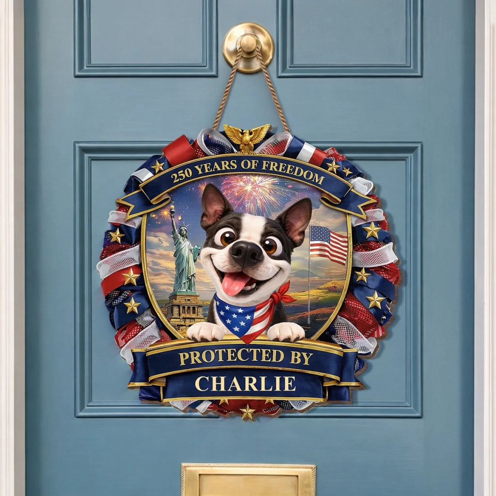 Personalized Wood Sign for Dog Lovers - 250th America Anniversary Gift