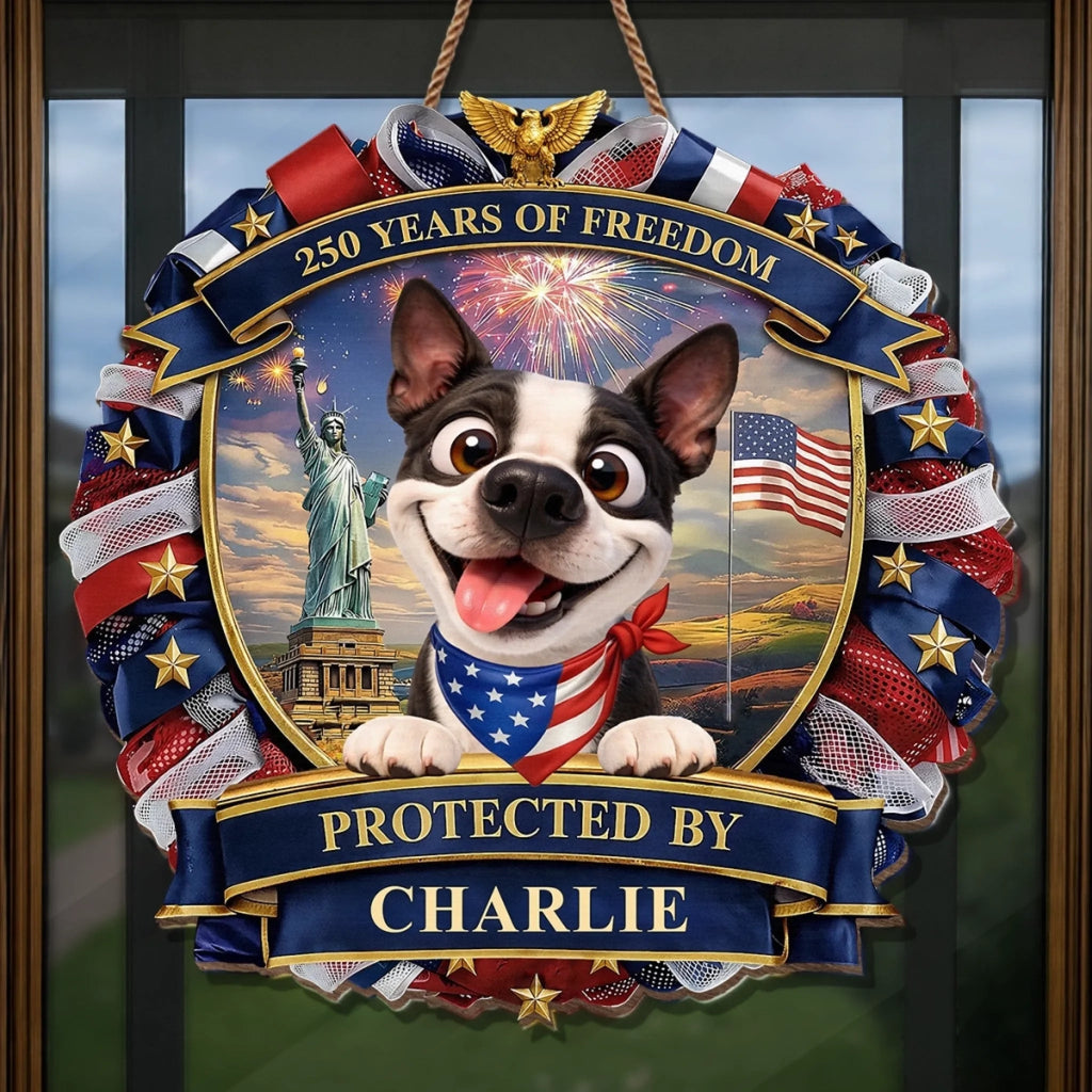 Personalized Wood Sign for Dog Lovers - 250th America Anniversary Gift