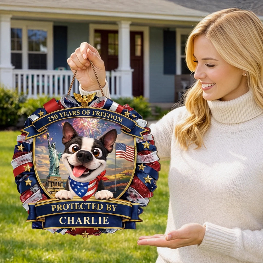 Personalized Wood Sign for Dog Lovers - 250th America Anniversary Gift