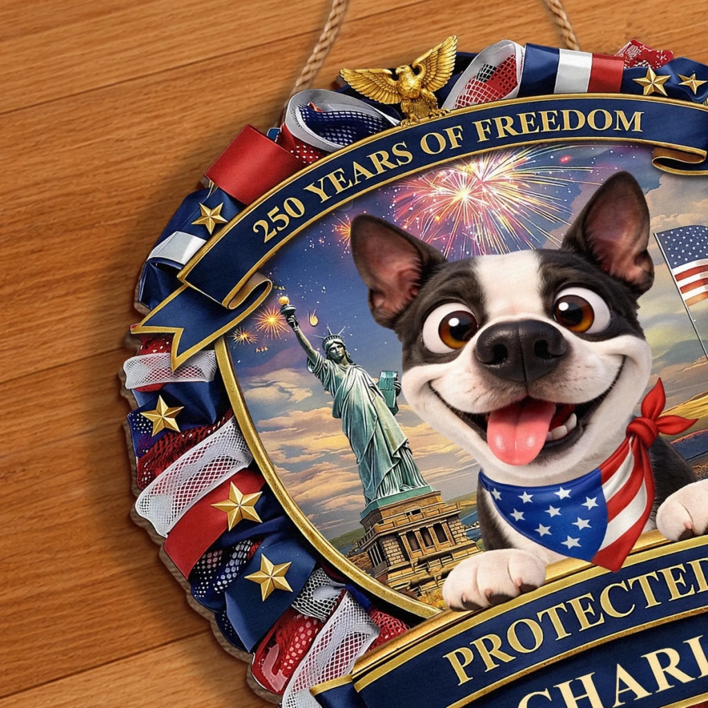 Personalized Wood Sign for Dog Lovers - 250th America Anniversary Gift
