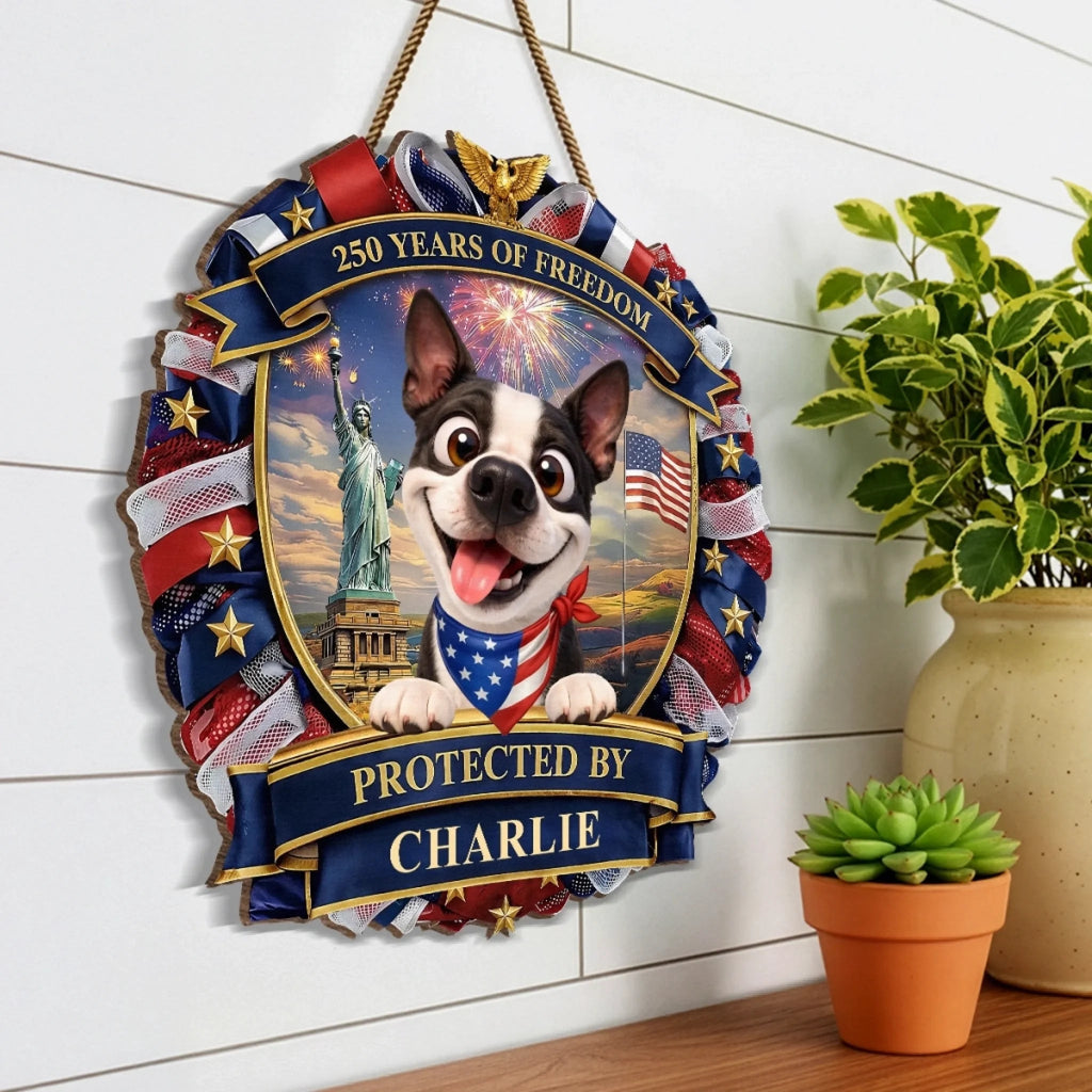 Personalized Wood Sign for Dog Lovers - 250th America Anniversary Gift