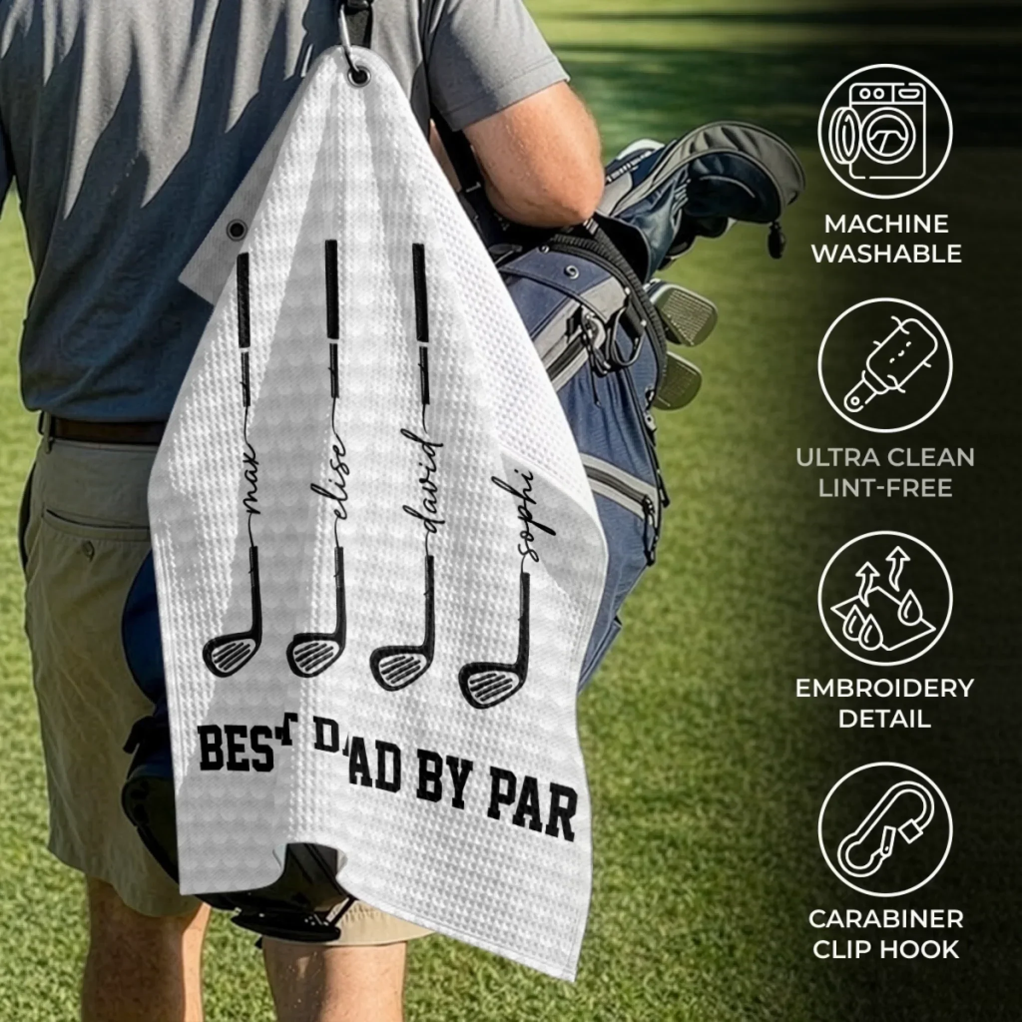 Personalized Golf Towel for Dad - Best Dad By Par Gift