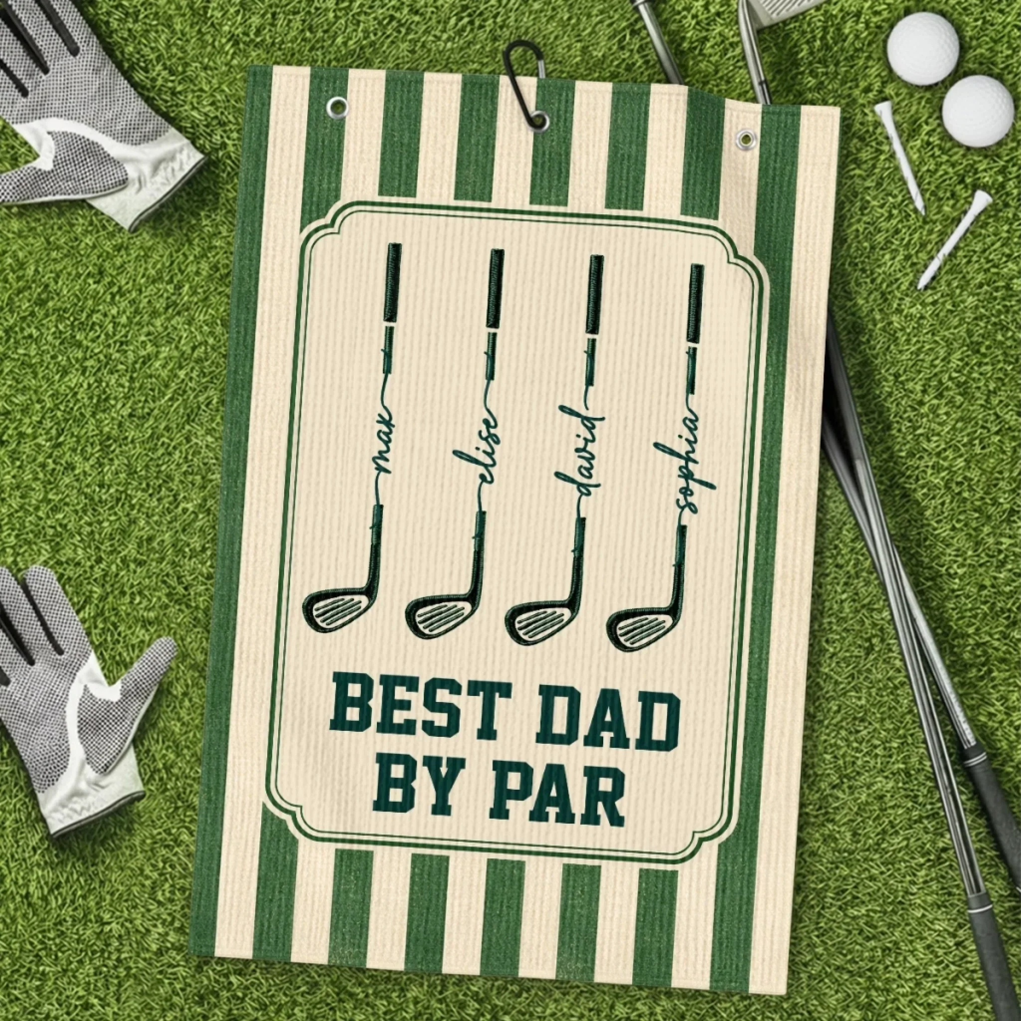 Personalized Golf Towel Best Dad by Par Gift for Golf Lovers