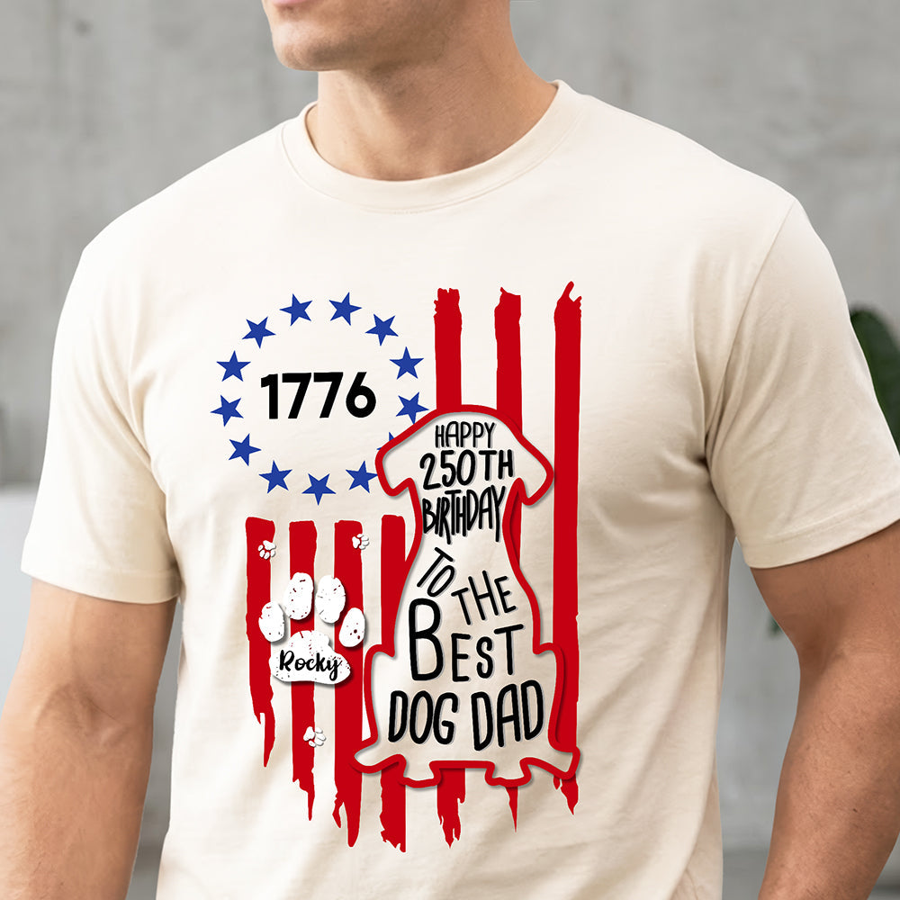 Personalized Dog Dad Comfort Shirt USA Flag Gift for Father Comfort Shirt Back GradoCreations
