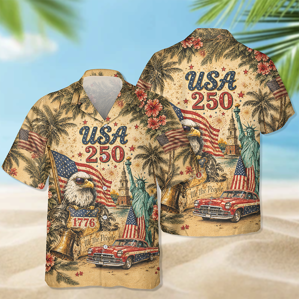 Personalized Hawaiian Shirt USA Flag Gift for 4th of July HN590 - AOP Hawai Shirt GradoCreations