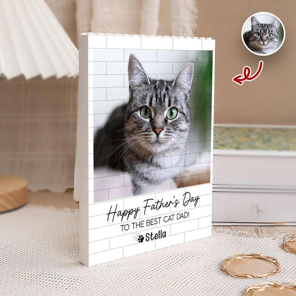 Personalized Building Blocks Photo Gift for Cat Dad Father's Day HN590 - Building Blocks diff design GradoCreations