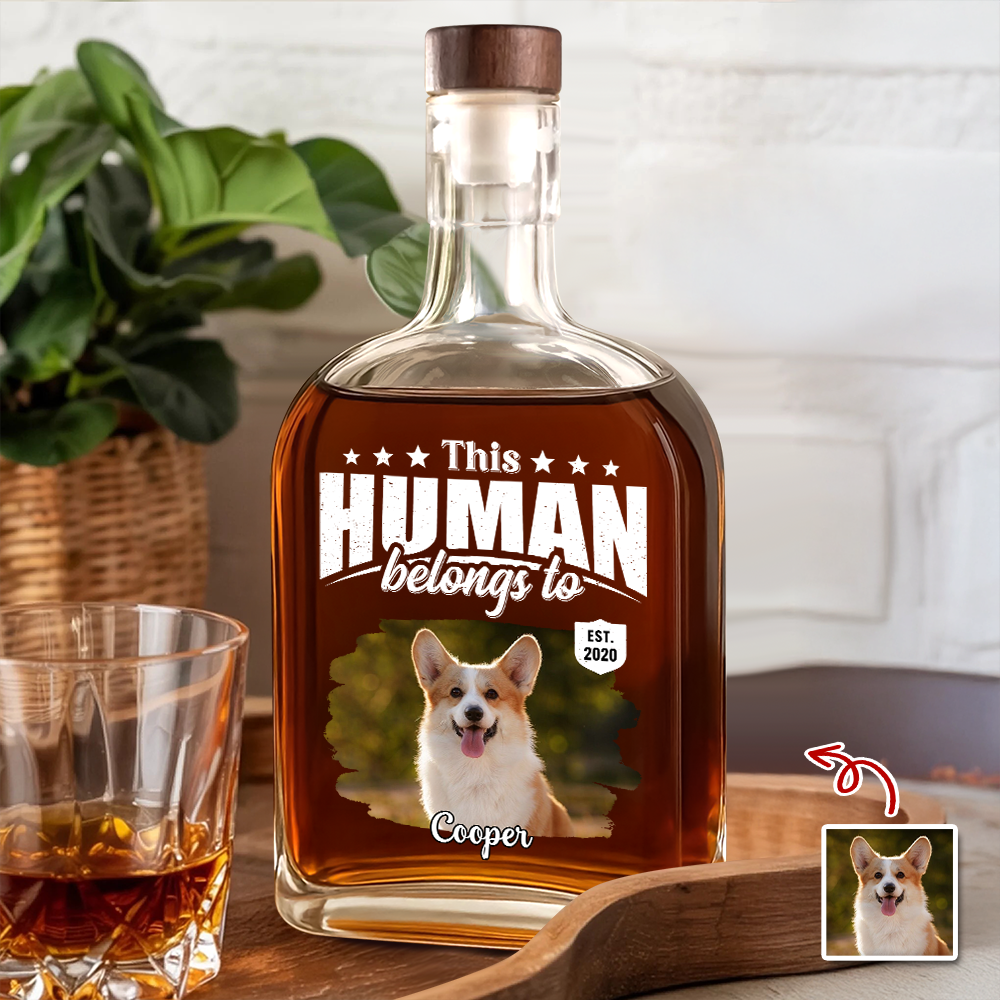 Personalized Photo Whiskey Bottle Custom Name Gift for Pet Lovers HN590 - Whiskey Bottle GradoCreations