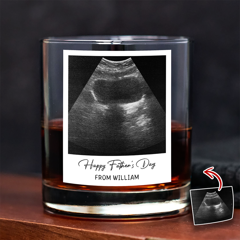 Personalized Ultrasound Photo Rock Glass Custom Gift for Dad HN590 - Print Rock Glass GradoCreations
