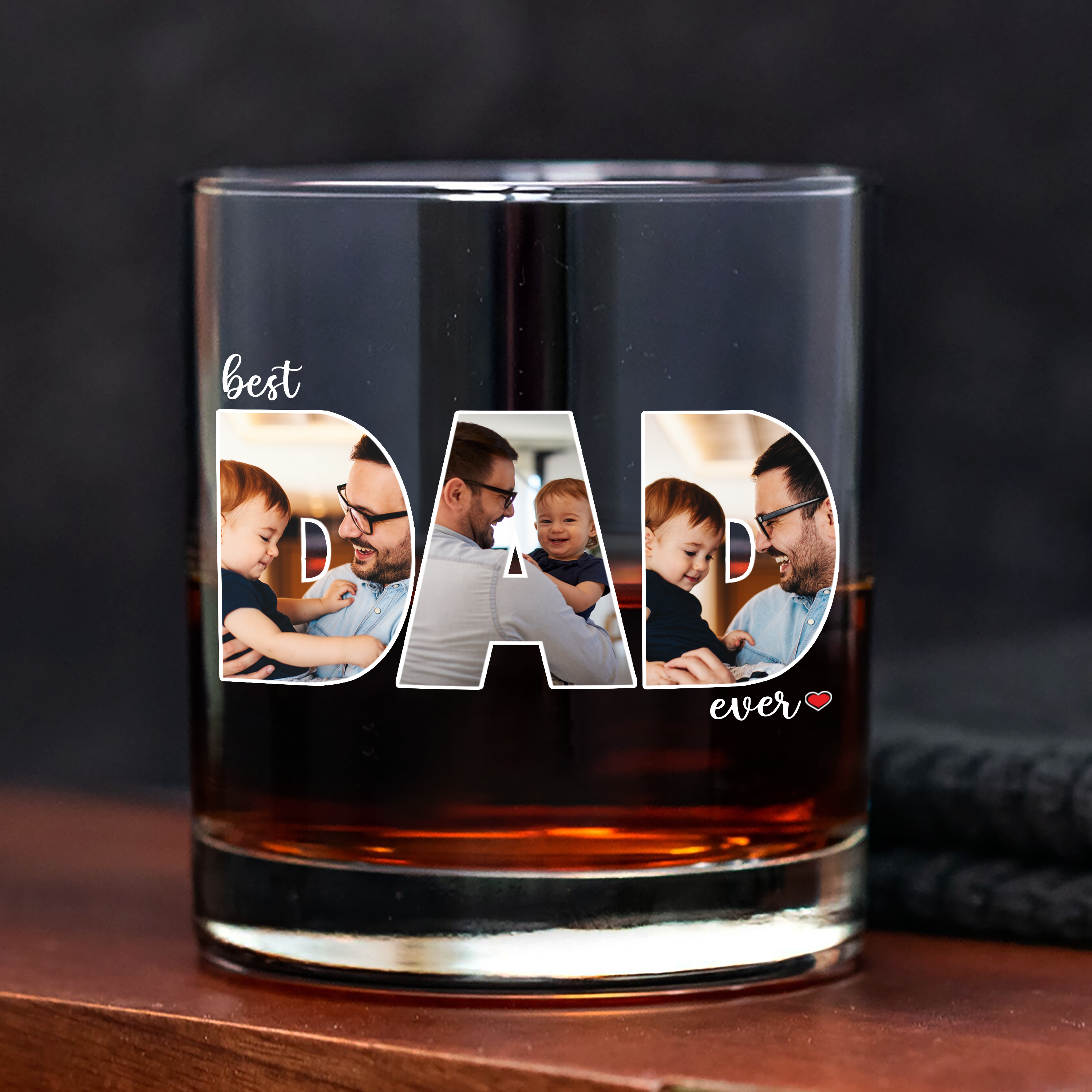 Personalized Whiskey Glass Custom Photo Gift for Dad HN590 - Print Rock Glass GradoCreations