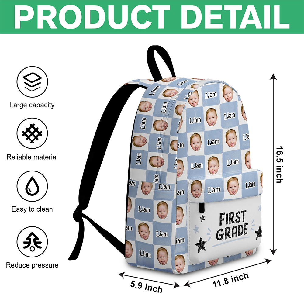 Personalized Photo Backpack Custom Name Gift for Kids HN590 - Printed Backpack GradoCreations