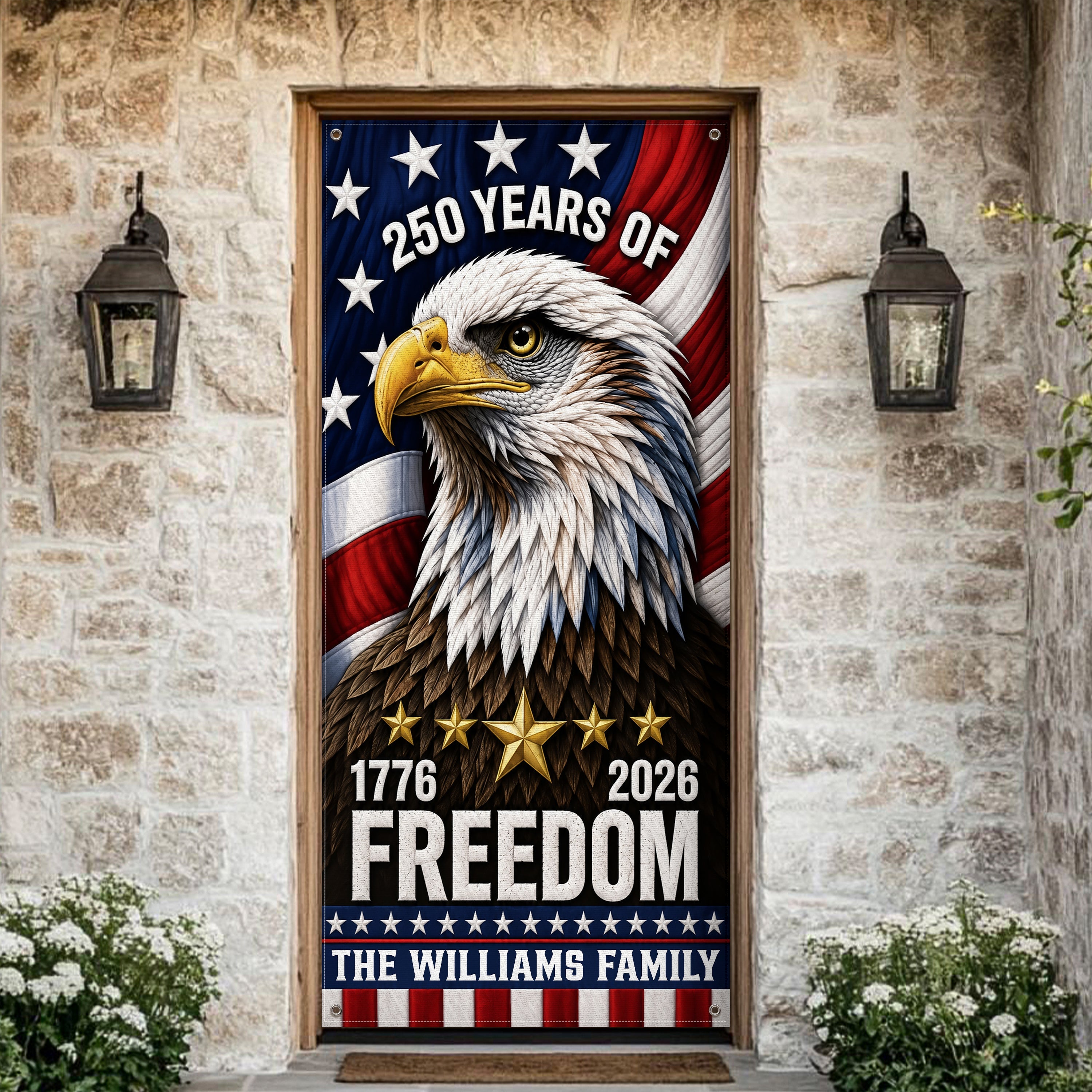 Personalized 250 Years Freedom Eagle Door Cover Gift HN590 - Door Cover GradoCreations