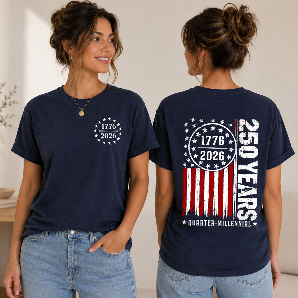 Personalized 4th of July Comfort Shirt Custom USA Flag Gift Back&Front Comfort Shirt GradoCreations