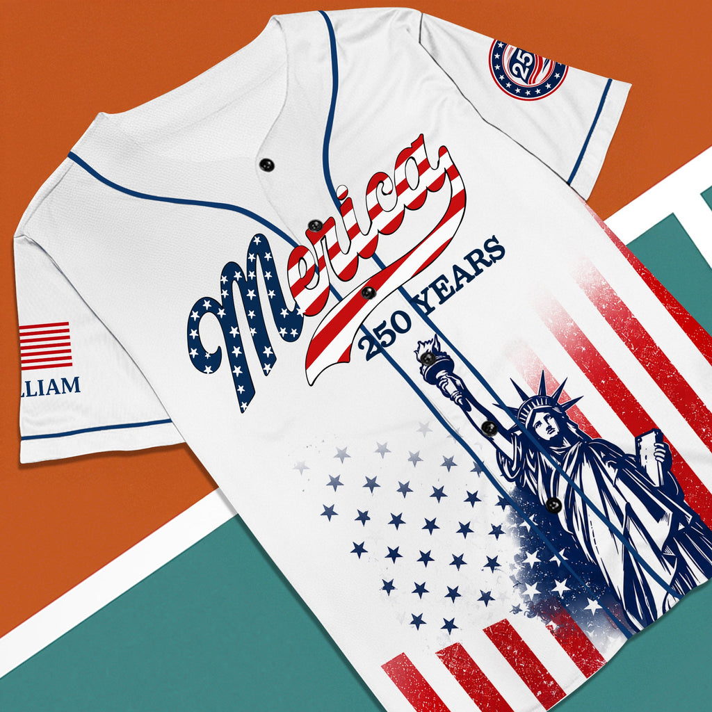 Personalized USA 250th Anniversary Jersey Baseball Shirt Gift Jersey Baseball Shirt GradoCreations