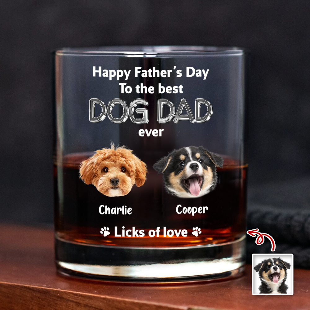 Personalized Rock Glass Custom Photo Gift for Dog Dad HN590 - Print Rock Glass GradoCreations