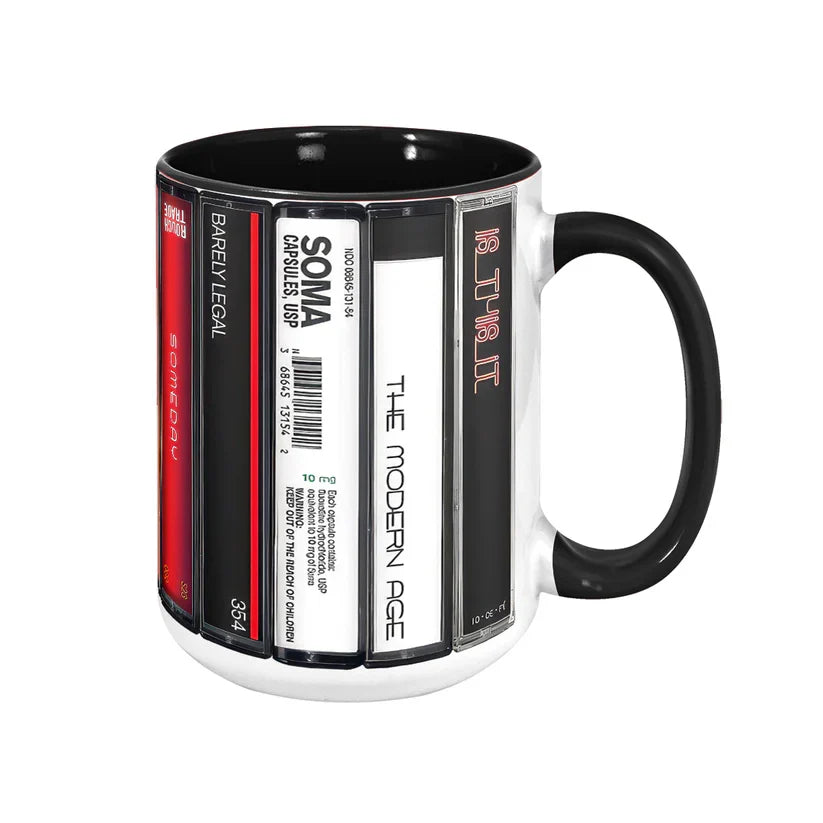 Retro Music Cassette Accent Mug High-Quality Ceramic Gift GradoCreations